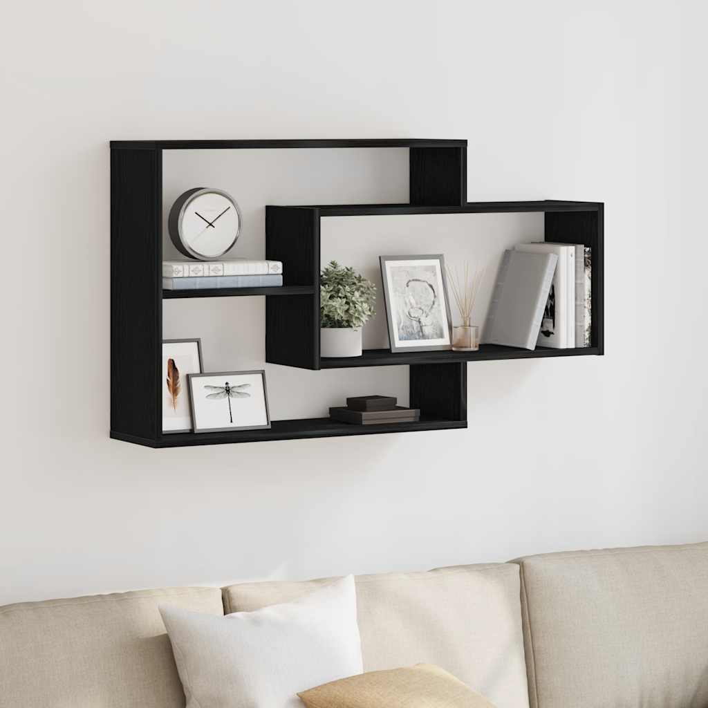 Wall Shelf Oak Black 104 x 20 x 58.5 cm Engineered Wood