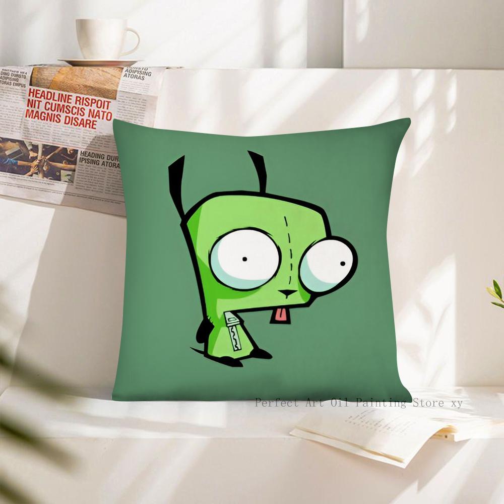 Cartoon Pillow Case Fashion Square Pillowcase Bedroom Sofa Room Ins Decoration Leisure Invader Zim Cushion Cover 40x40