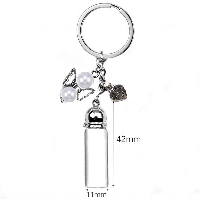 Chaveiro de Garrafa Vazia de Vidro Pingente Transparente Frascos de Óleos Essenciais Perfume Mini Garrafa dos Desejos Chaveiro Para Artesanato DIY