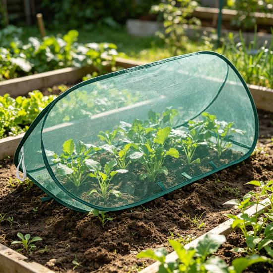 Pop-up Pflanzenschutznetz Gartenpflanzen-Netzabdeckung mit Erdspießen Insektenschutz Pflanzenschutznetz Faltbarer Erntekorb Hochbeet-Abdeckung für Pflanzenreihen