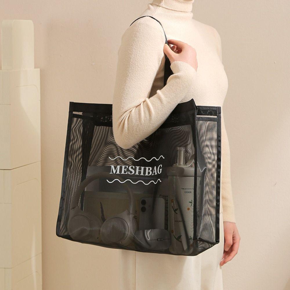 Swim Makeup Wash Bag Mesh Toiletry Storage Bag New Hollow Tote Bag  Handbag
