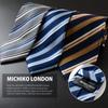 [Michiko London] Brand Necktie, 100% Silk, Jacquard Weave, Stripe (Pattern A: Gray)