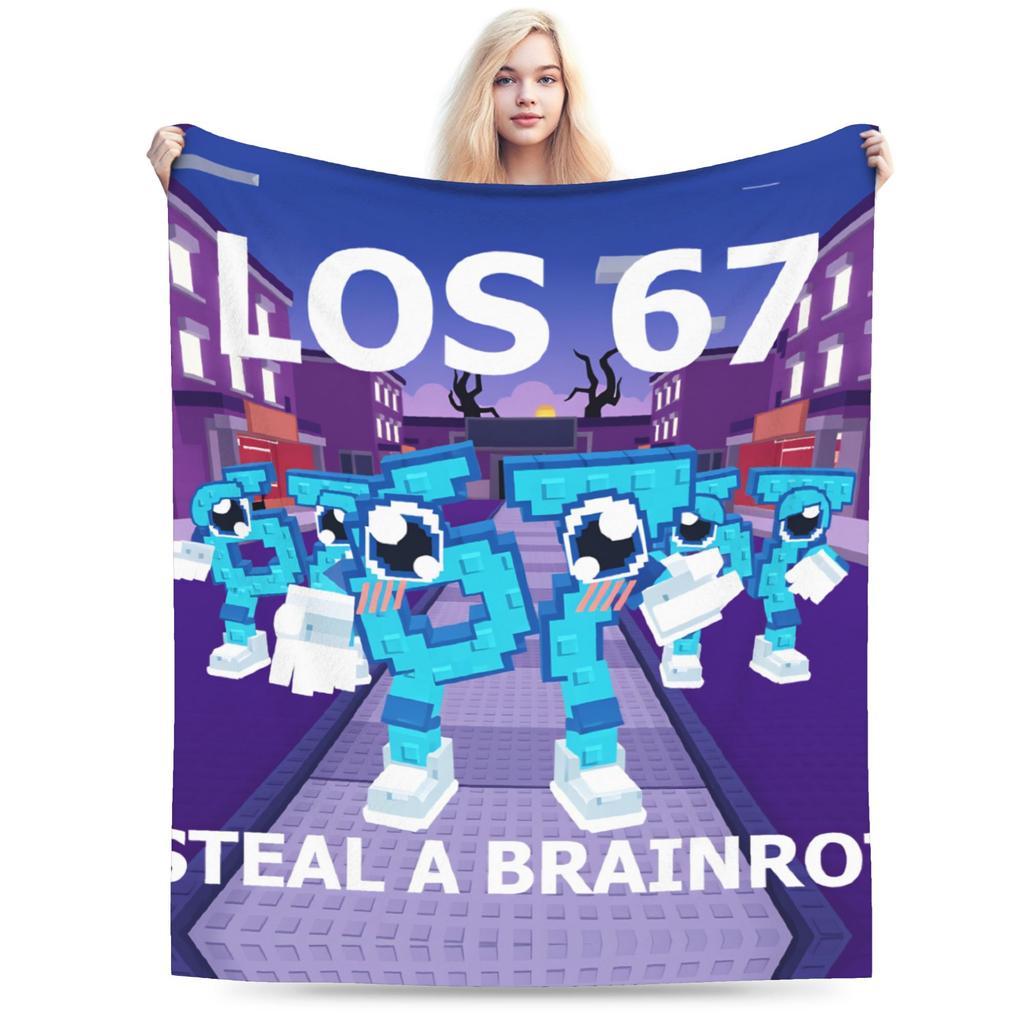 Kids Meme 67 Six Seven 6 7 Italian Brainrot Super Soft Blankets  Kids Plush Throw Blanket Print Flannel Bedspread Sofa Bed Cover