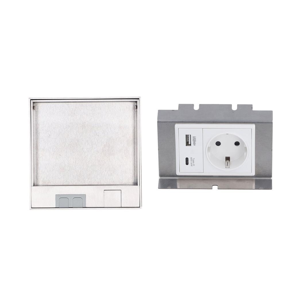 Recessed Floor Socket 2 Prong Outlet USB and Type C Ports Waterproof Concealed Electrical Outlet