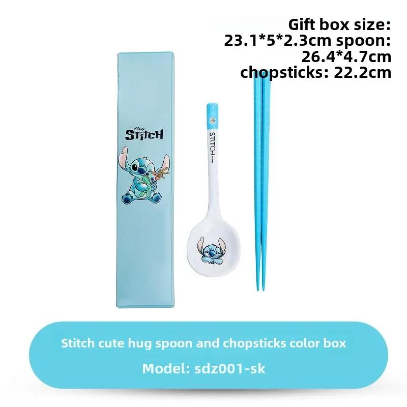 

Disney Stitch tableware set household cartoon ceramic rice bowl spoon chopsticks rice bowl cute children s gift