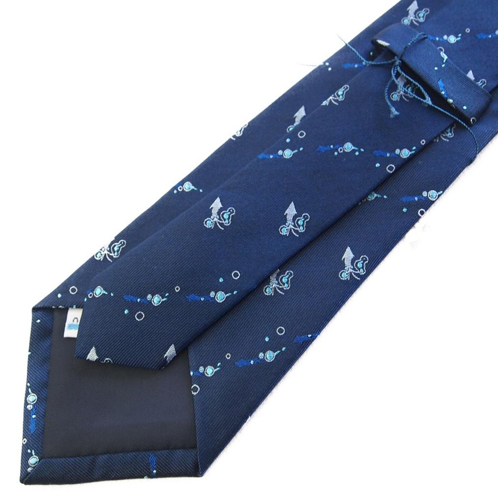 Fish Tie Toyama Bay Character Tie Firefly Squid Trad [Shikisai Shop] (Navy Blue)