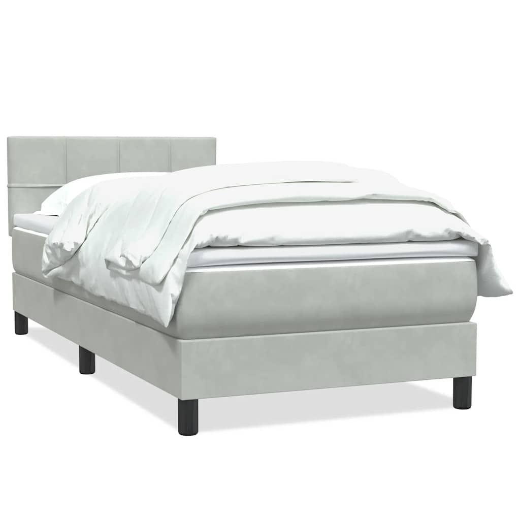 Box Spring Bed with Mattress Light Grey 80 x 220 cm Velvet