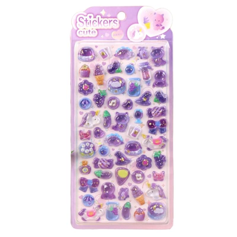 

Lovely Cartoon Embosseds Sticker for Craft and Journal Decoration Safe Materials Easy To Remove