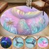 Mermaid Tail Round Rug Polyester Washable Carpet for Bedroom Cartoon Living Room Game Non-Slip Area Home Decoration Floor Mat