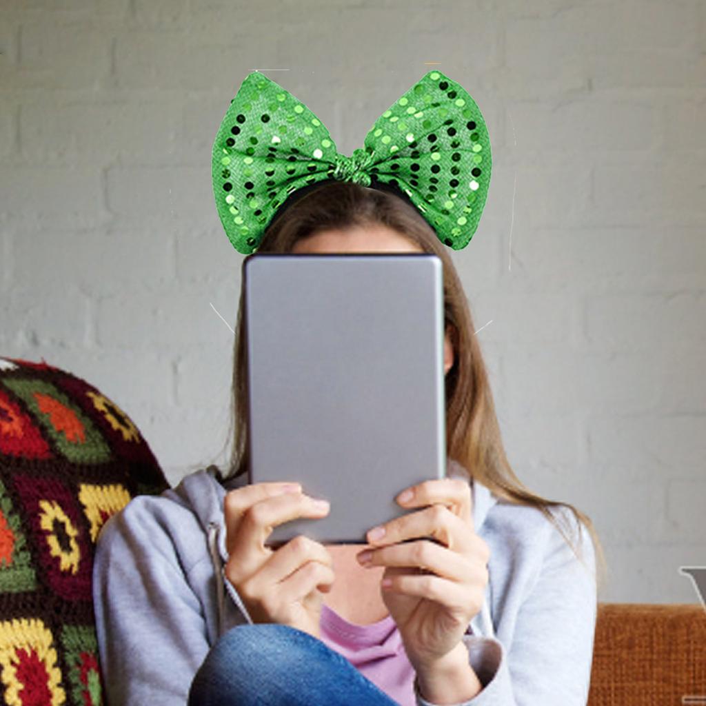 Glitter Headband Shamrock Photo Props Fun NecklaceHeadband Party Blingbling Karaoke Party Hair Hoop Leprechaun