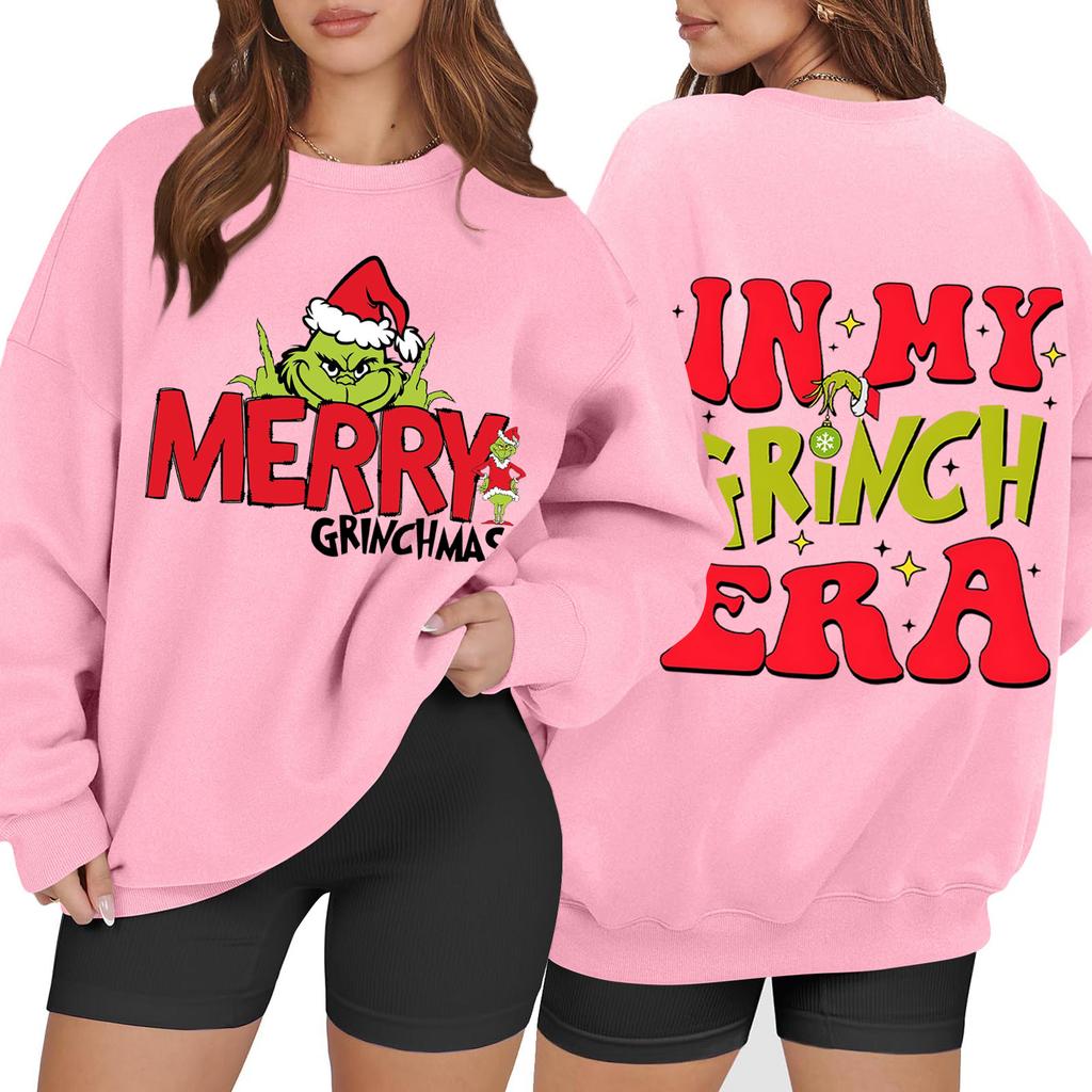 Women's Casual Fashion Long Sleeve Christmas Printed Round Neck Sweatshirt Top