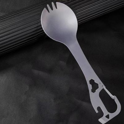 5 In 1 Utility Spork Portable Stainless Fork Spoon Cutlery Multifunctional Bottle Opener Tools Camping Eating Tableware