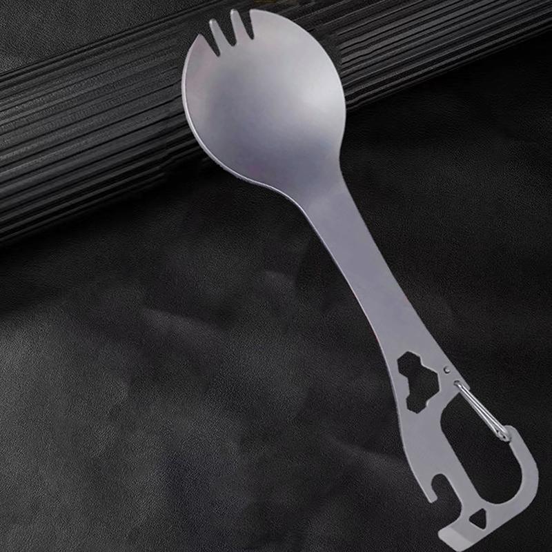 5 In 1 Utility Spork Portable Stainless Fork Spoon Cutlery Multifunctional Bottle Opener Tools Camping Eating Tableware
