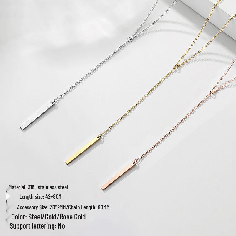 European-American 18K Gold Plated Y-Shaped Vertical Bar Necklace for Women