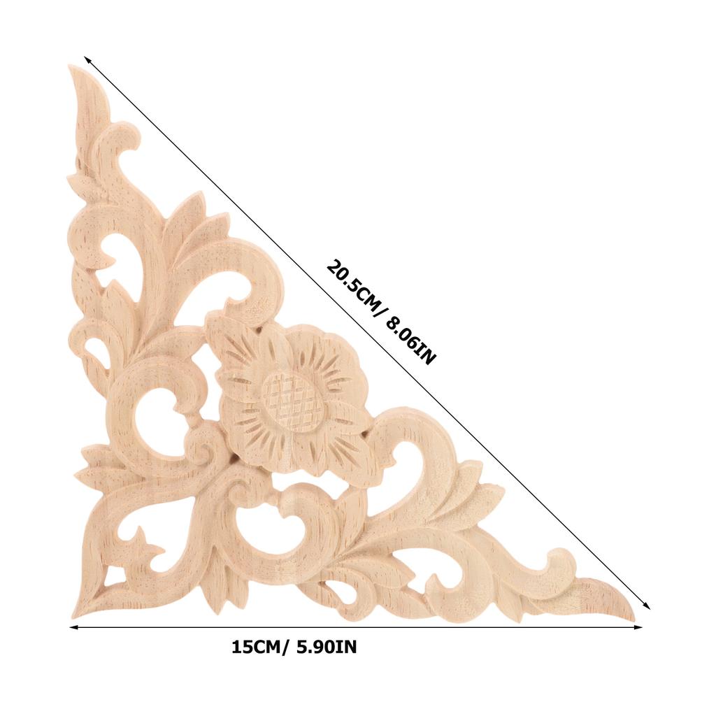 4Pcs Carved Wood Onlays Flower Design Solid Wood Applique Decorative Trim for Furniture Molding Corner Elegance Upgrade