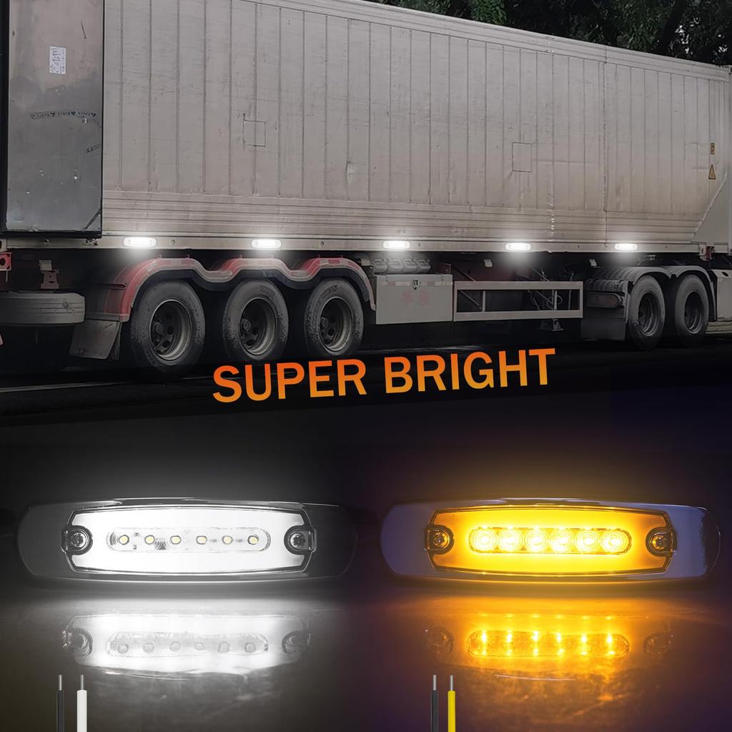 LED Side Constant White Sequential Marker High for Trailers and X-STYLE Markers, 12V/24V, + Yellow, Lamps, 18-LED, Brightness, Universal, Trucks,