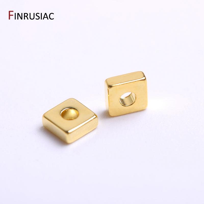 5 Types Flat Beads 14K Gold Plated Brass Smooth Spacer Beads For DIY High Quality Jewelry Making Accessories Wholesale