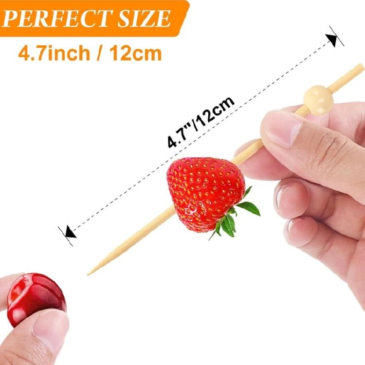 200pcs Fruit Skewers Set Food Stick Decorative Appetizers Toothpicks for Parties