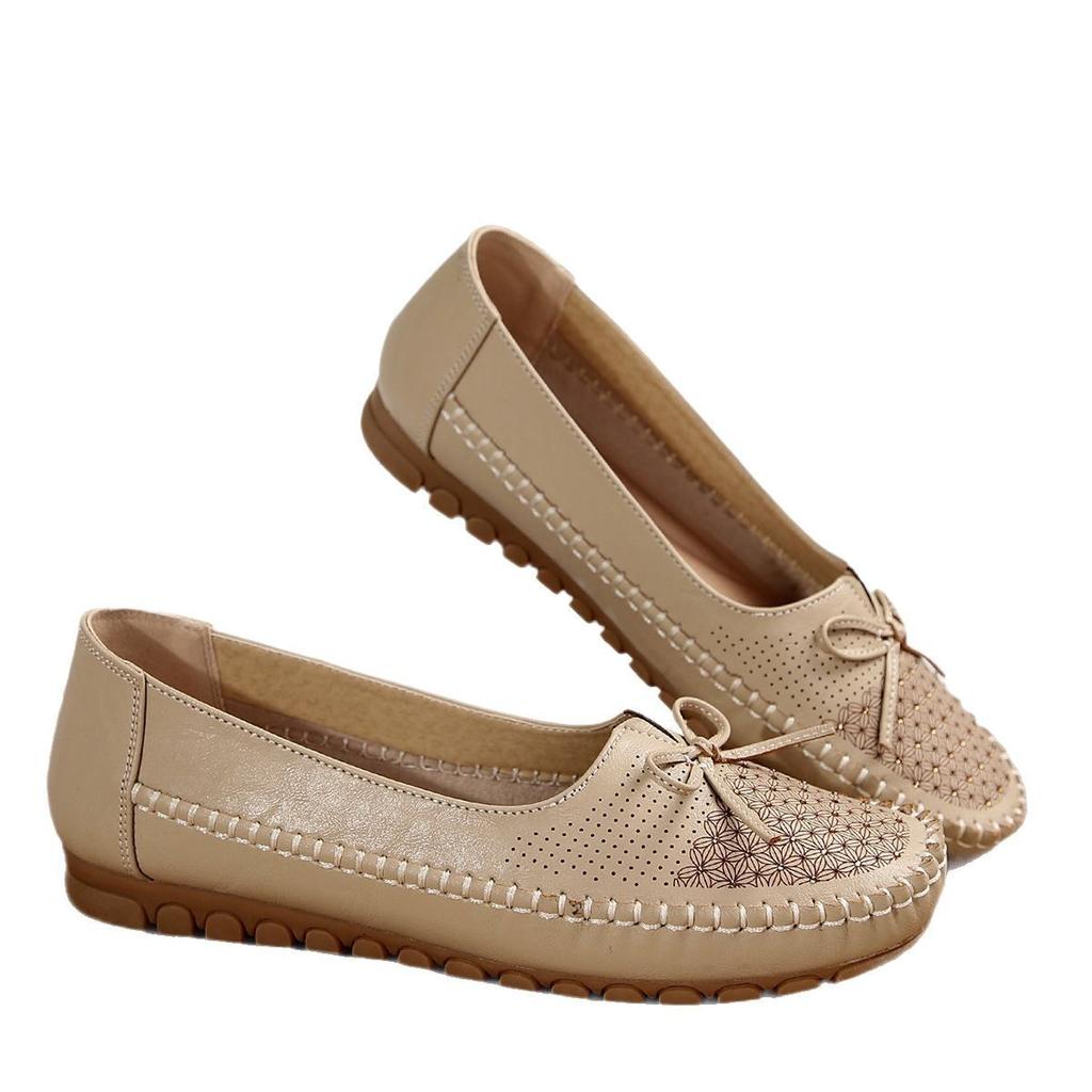 Large Size Laser Stitching Retro Women's Loafers Flat Shoes Fashionable Versatile Breathable Soft Bottom Single Shoes