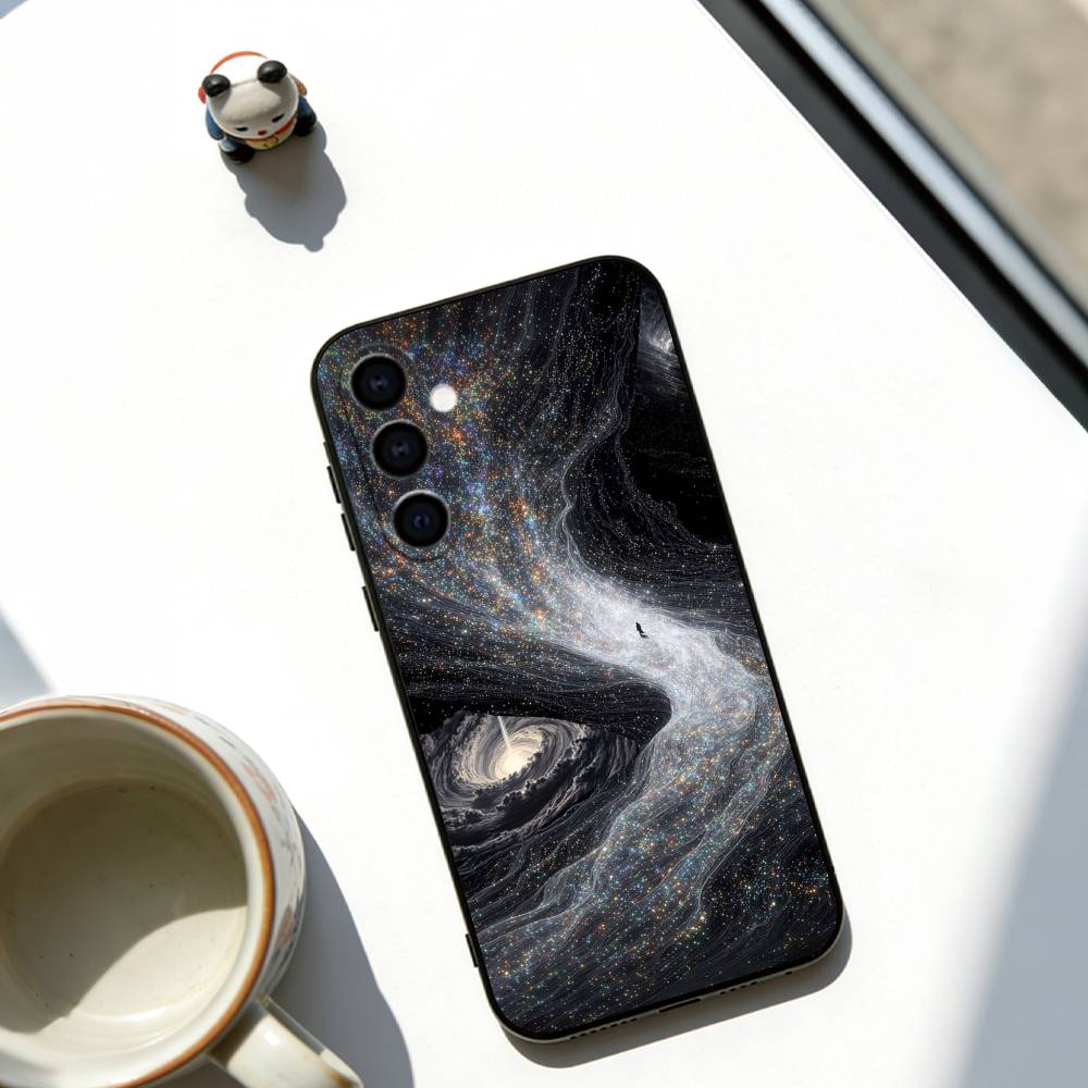 

Cosmic black hole Phone Case Black Silicone Soft For Samsung Galaxy A73,A72,A71,A70,A53,A52,A51 Samsung a40