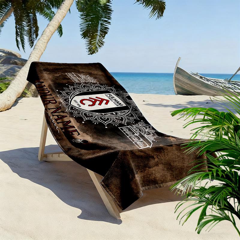 Fulham FC Print Beach Towel, Large Soft Quick Dry Towel for Beach Camping Swimming