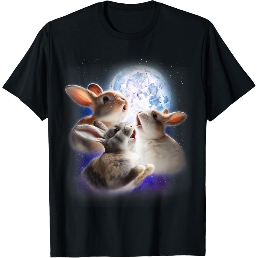 3 Bunnies Howling At The Moon Funny Rabbit Bunny Lover Kids T-Shirt S