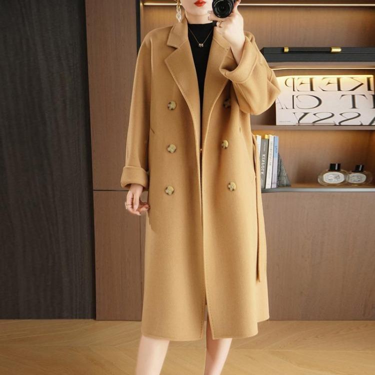 

Warm Winter Women Wool Coat Handmade Long Pea Jacket Overcoat Modern New Saga Autumn 100 Percent Wool S верблюд