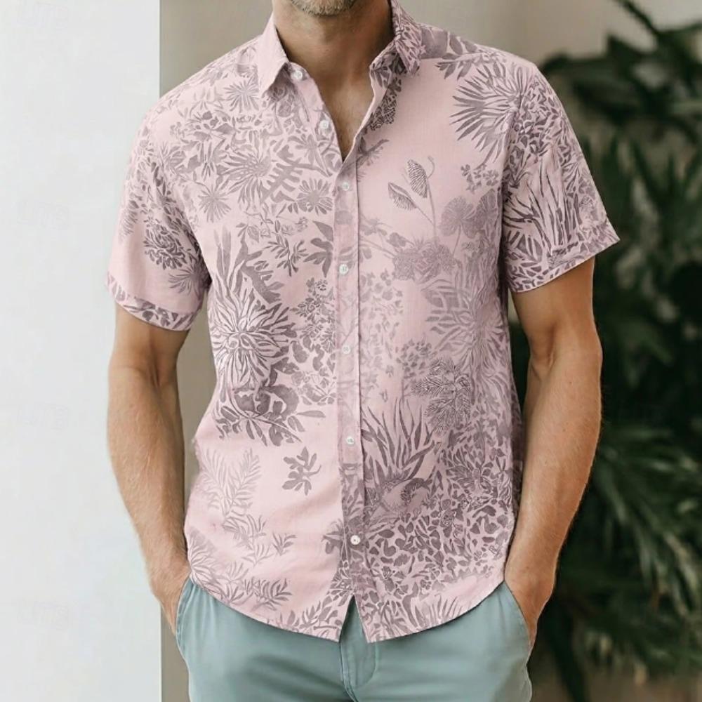 Men's Leaves 3D Print Shirt Button Up Shirt Casual Shirt Summer Shirt Short Sleeve Daily Vacation Clothing