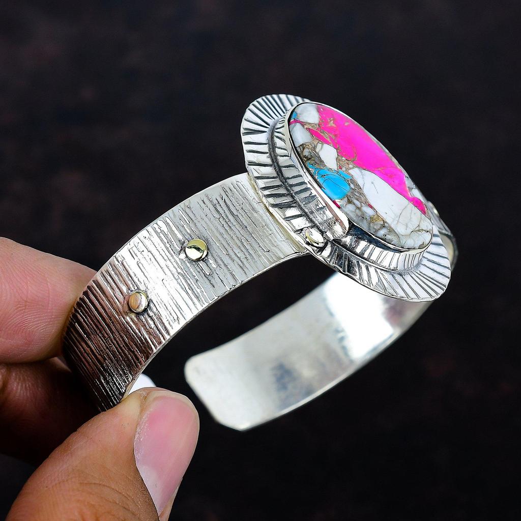 Cotton candy turquoise bangle 925 sterling silver cuff bracelet adjustable bangle very pretty gemstone jewelry handmade bangle gifts for mom