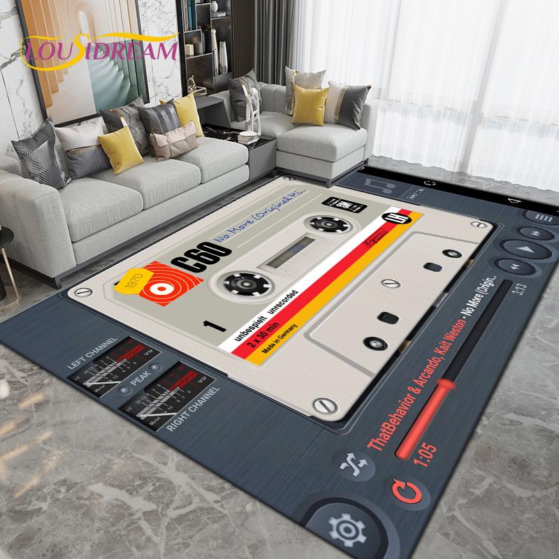 Teppich mit DJ-Musik-Screen-Muster, Teppich für Wohnzimmer, Schlafzimmer, Sofa, Küche, Badezimmer, Flur, Läufer, rutschfeste Bodenmatte