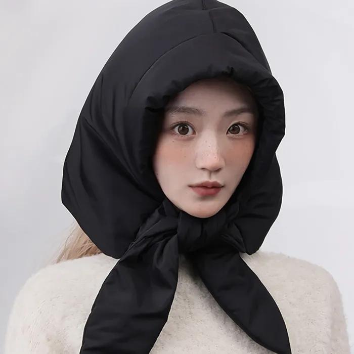 The Cap Hooded Padded Scarf Muffler C1 Black