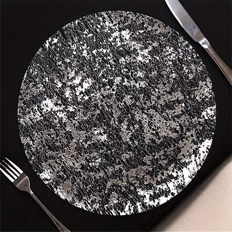 Elegant Golden Disposable Placemats Set of 6 for Dining Table, Wedding, Birthday Parties, Holidays - Round Foil Pressed Autumn Placemats Home Decor