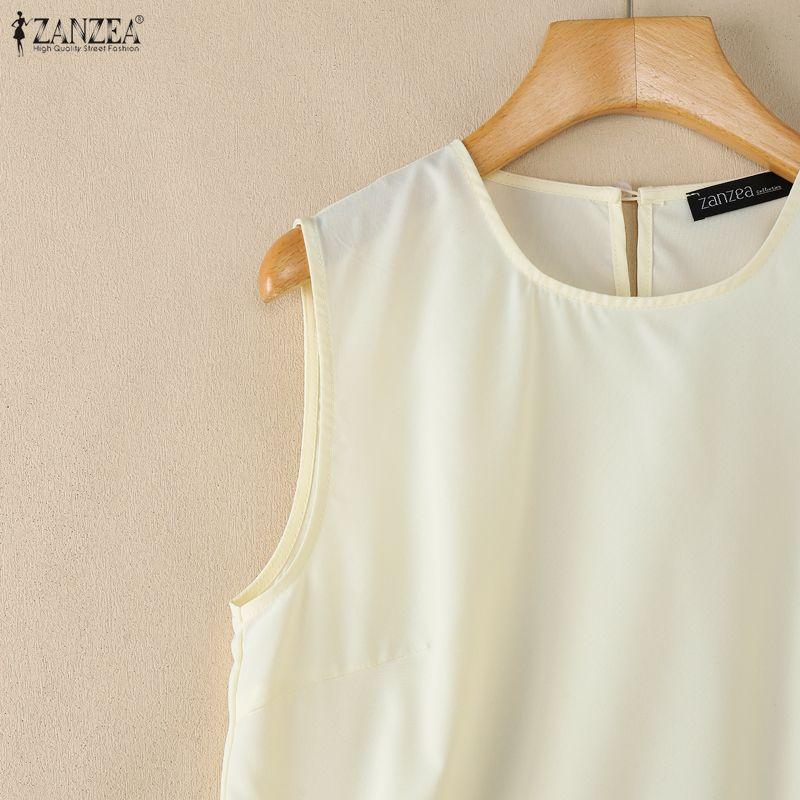ZANZEA Women Summer Casual Round Neck Sleeveless Tank Tops