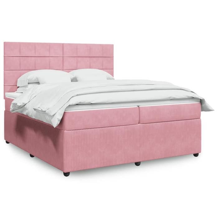 VidaXL Slat Bed Base with Mattress Pink 200x200 Cm Velvet 3294735