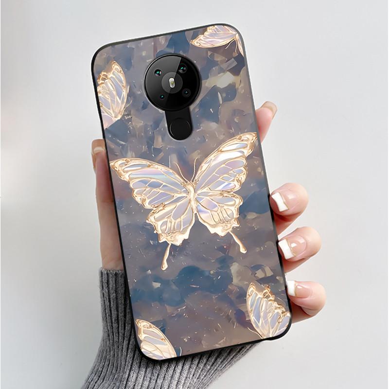 Printing Pattern Case For Nokia 5.3/Nokia 5.4/Nokia 3.4 Coque Soft Silicone Black Shell Cover Cute Flower Cartoon Casing Fundas