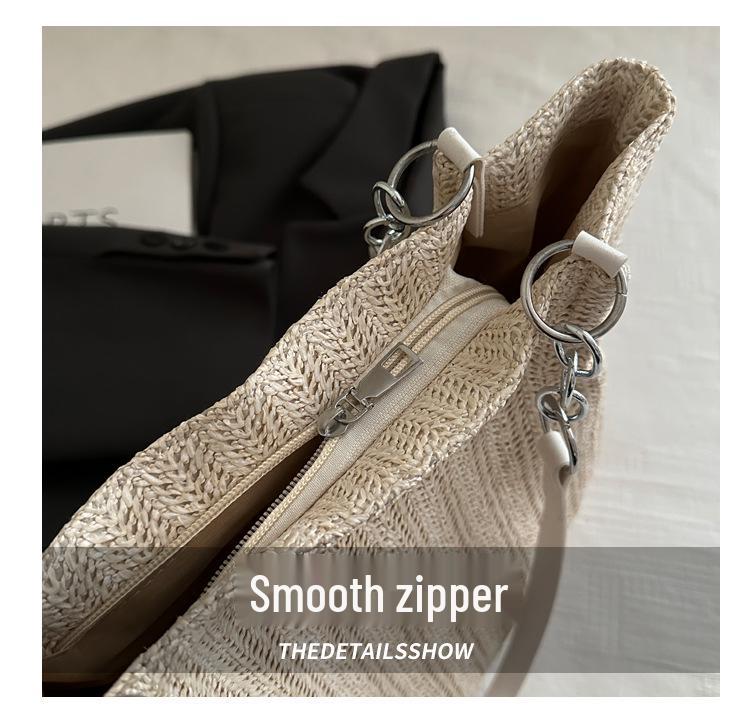 Gewebte Stroh-Tragetasche - Große Kapazität Einzel-Schultertasche für Lässige Sommer 2025 Mode