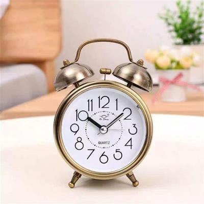 Creative Classical Alarm Clock Super Loud Mute Type Bell Alarm Clock Double Bell Metal Frame Silent Table Clock Home Decor