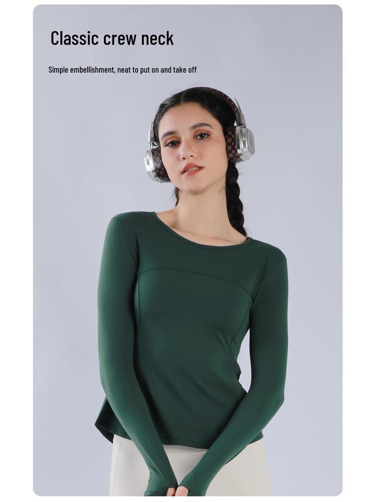 Women's Long Sleeve Yoga Top with Finger Loops - Back Slit Running & Fitness Apparel