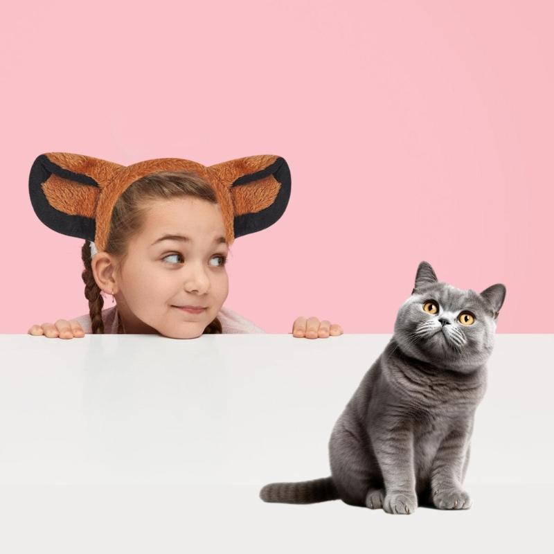 Kid Lion Tail with Lion Ear Headband Nose Gloves Skirt Bowtie Halloween Animal Costume Accessories for Boy Girl Cosplay