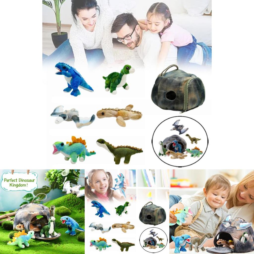 Adorable Plush Dinosaur Toys Set Featuring Realistic Pterodactyl T-rex And Long Neck Dinosaurs For Home Decoration