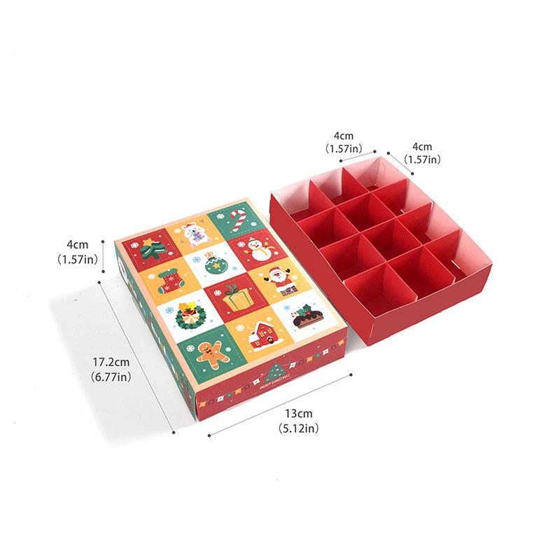 5Pcs Christmas Surprise Blind Box 12 Grids Child Child Countdown Advent Calendar Box Poked with Finger Xmas Gift Packing Boxes