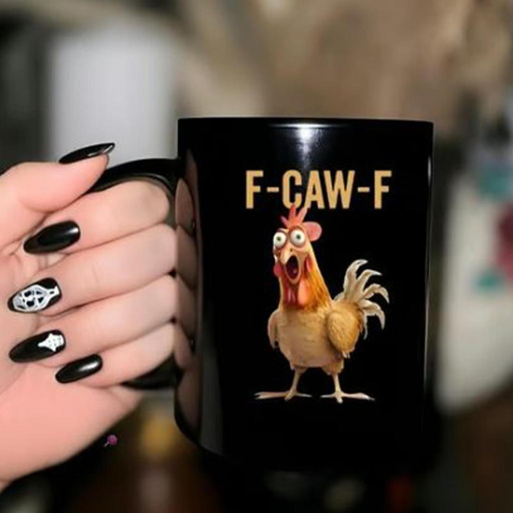 Funny F-Caw-F Chicken FCAWF Mug Ceramic Farmhouse Themed Coffee Mug Fun Animal Tea Cup Gift For Women Men