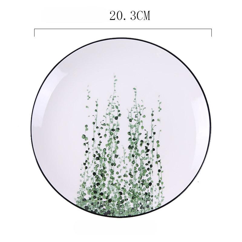 Green Plant Ceramic Plate Creative Cartoon Fruit Plate Household Western Steak Plate Ceramic Tableware