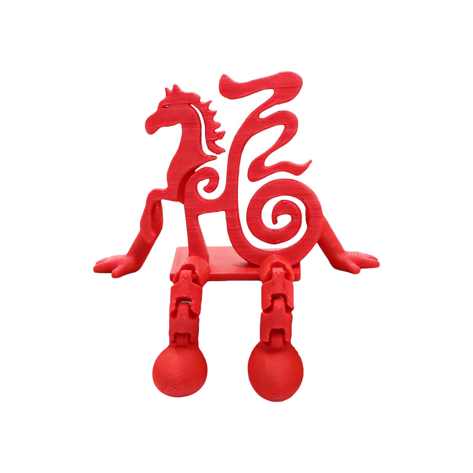 

3D Printed Horse Character Ornament,Chinese New Year Decor, Figurine For Home, Desk, Bookshelf & Spring Festival Gift One Size червоний