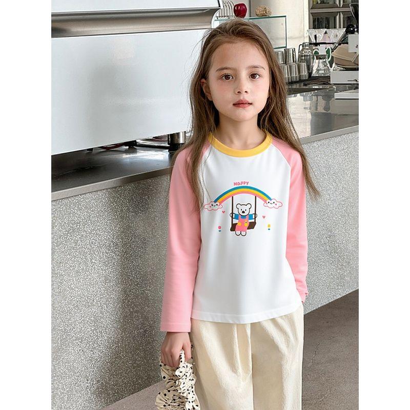 27Home Korean Style Children's Clothing 2026 Autumn New Style Girls' Pure Cotton Cartoon Bottoming Shirt Long-Sleeved T-Shirt Baby Clothes