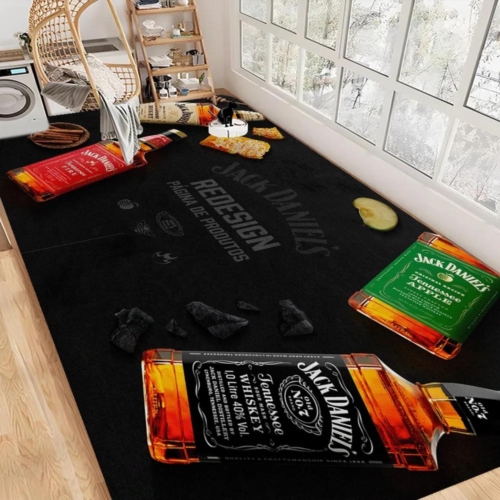 J-Jack-Daniels Whisky Pattern Room Mats Washable Non-Slip Living Room Sofa Chairs Area Mat Kitchen Alfombra