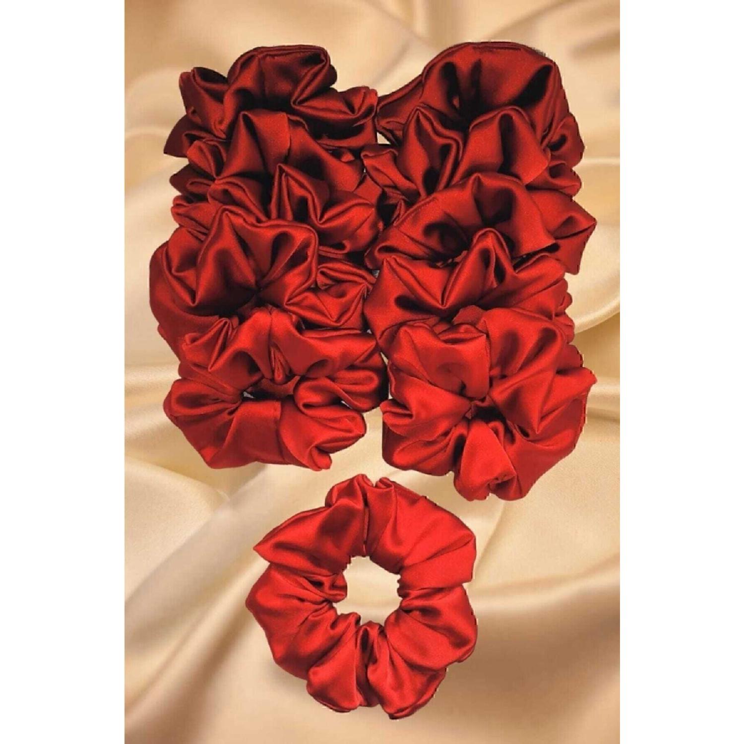 

Elastic Bagel Red Satin 10 Piece Scrunchie Hair Clip Set For Women s Henna And Engagement Wedding червоний