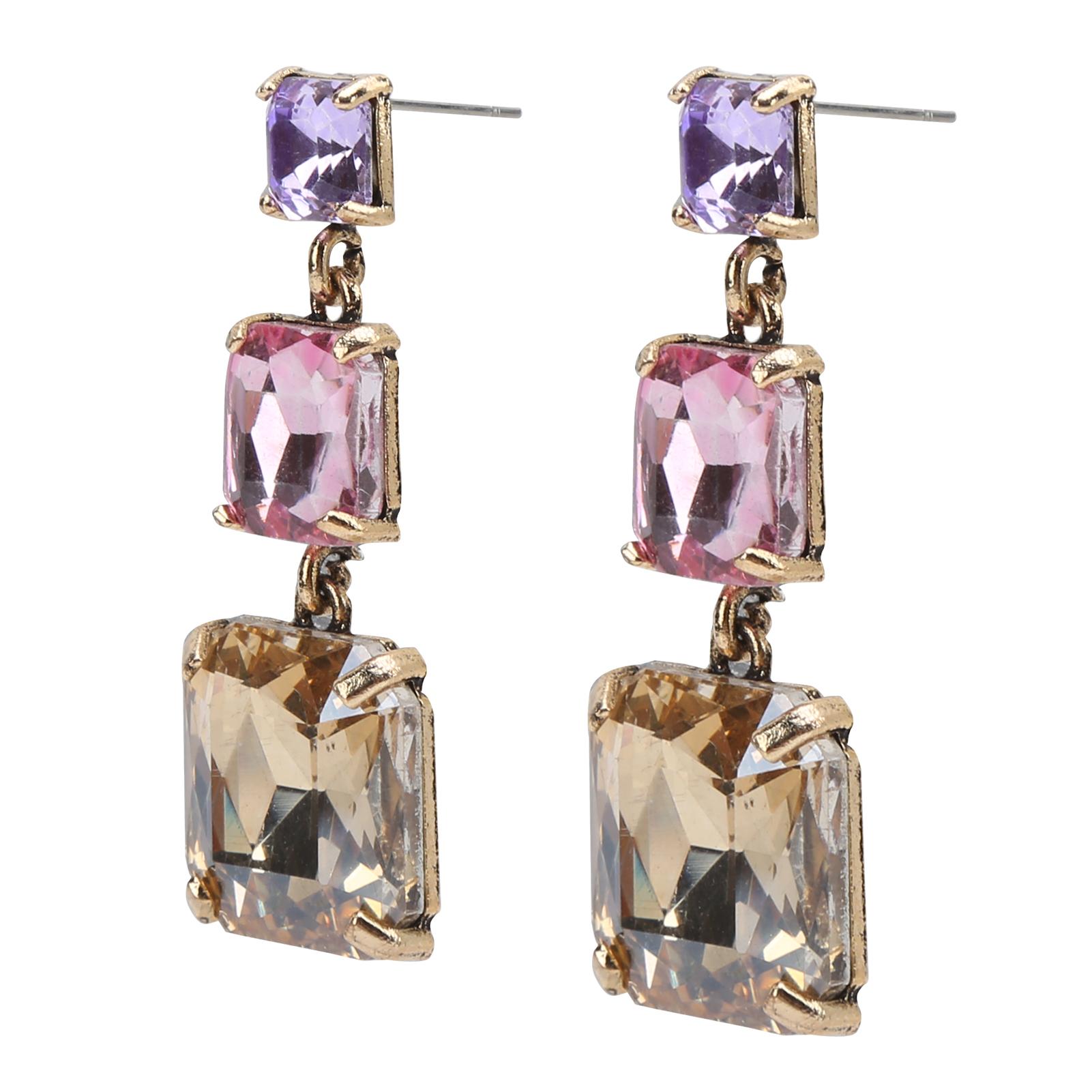 Exaggerated Geometric Square Earrings Fashion Alloy Ear Pendants Accessories for Girls WomenChampagne