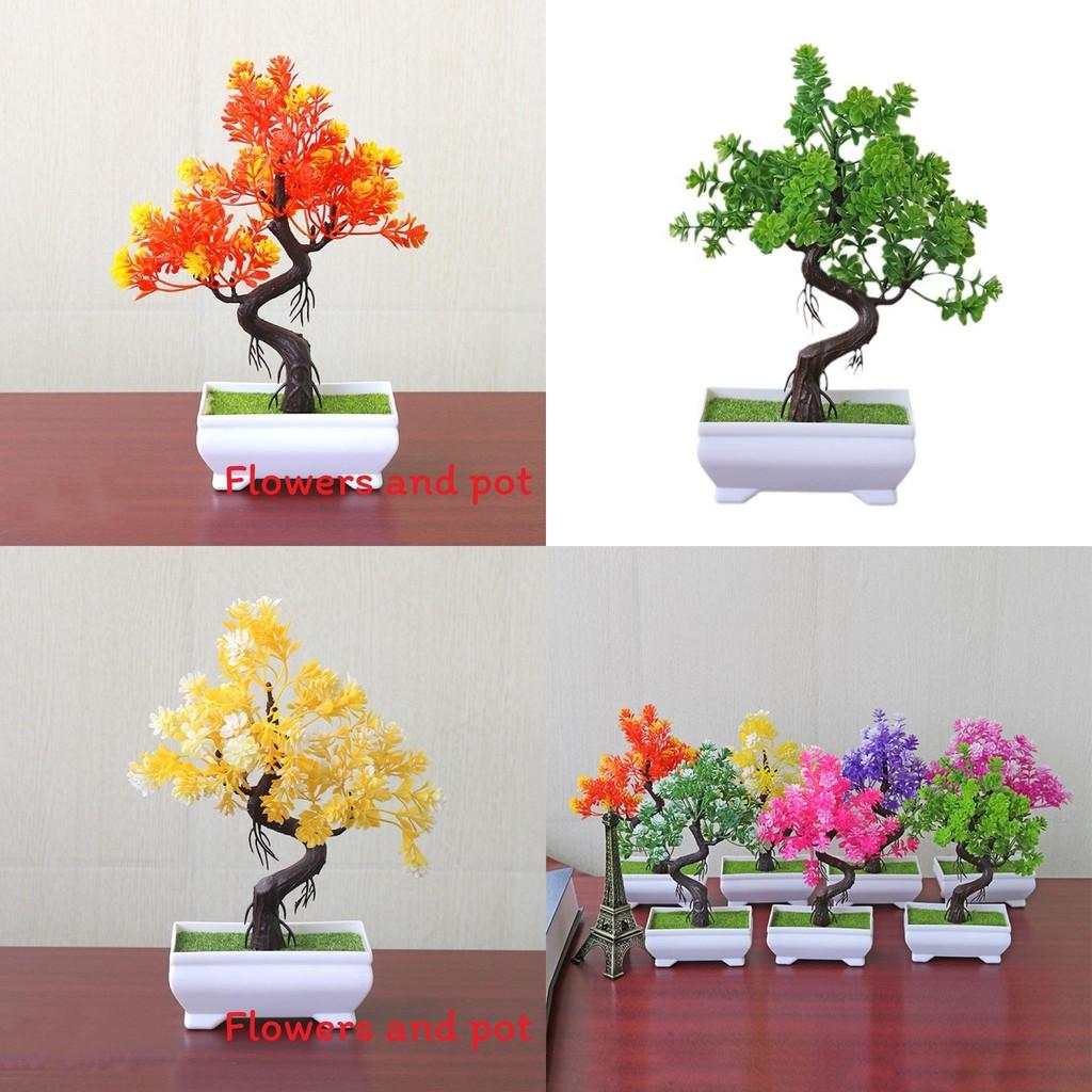 Realistic Artificial Bonsai With Container For Office Space And Coffee Shop Decor