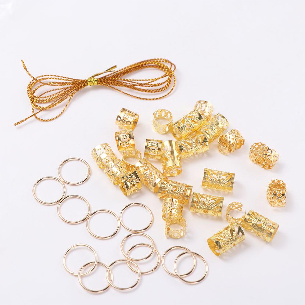 

41 шт. Дреды Полые Кольца для Волос Металлические Зажимы-Манжеты для Плетения Волос Бусины для Дредов Веревка для Волос Грязные Косички Трубки для Плетения Волос